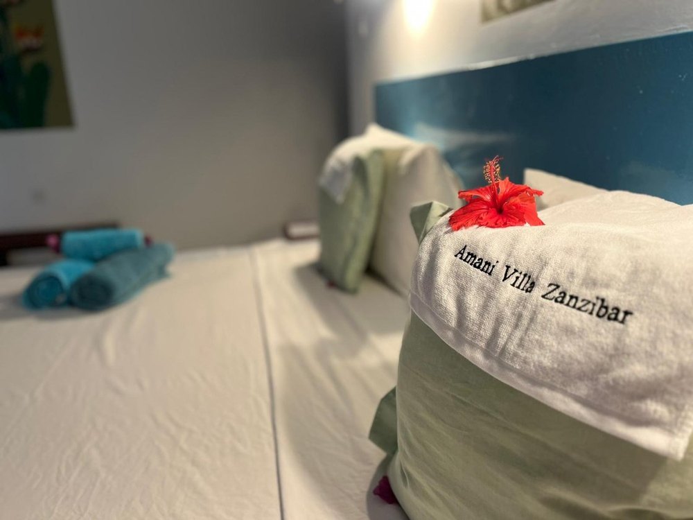 Dettaglio letto con asciugamani Amani Villa Zanzibar